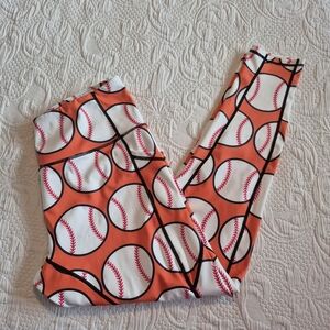 Women's size Large full length baseball design pants, side pockets VGUC